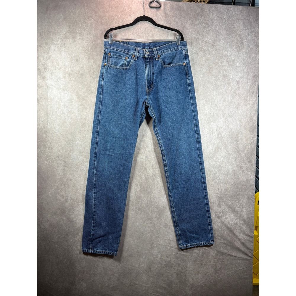 Levi Jeans Mens 34x34 Blue 505 Regular Fit Straight Leg Denim Casual Everyday